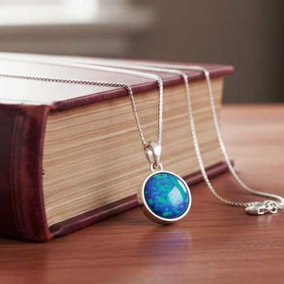 2/$40 Blue Round Crystal Necklace - Picture 4 of 11